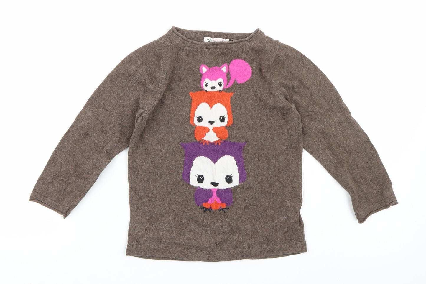 H&M Girls Brown   Pullover Jumper Size 2-3 Years