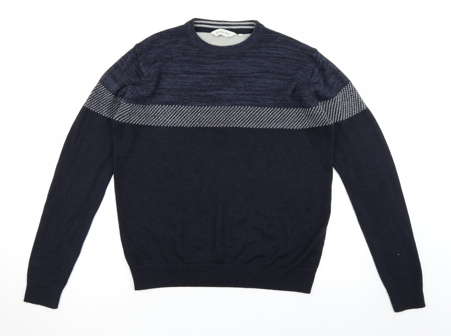 Kangaroo Poo Mens Blue Striped  Pullover Jumper Size L