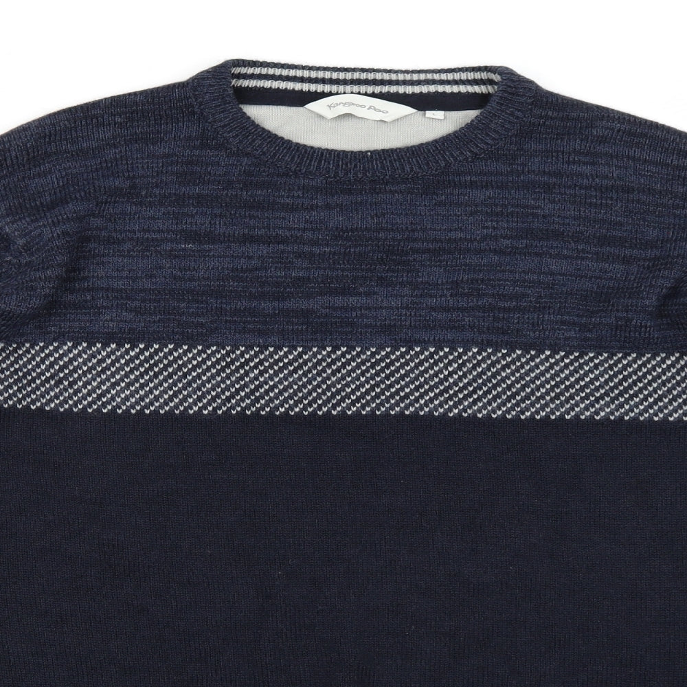 Kangaroo Poo Mens Blue Striped  Pullover Jumper Size L
