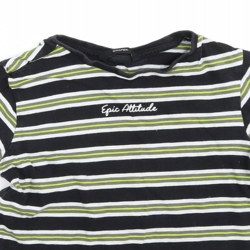 George Girls Black Striped  Basic T-Shirt Size 6-7 Years
