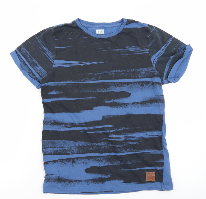F&F Girls Blue Striped  Basic T-Shirt Size 10-11 Years