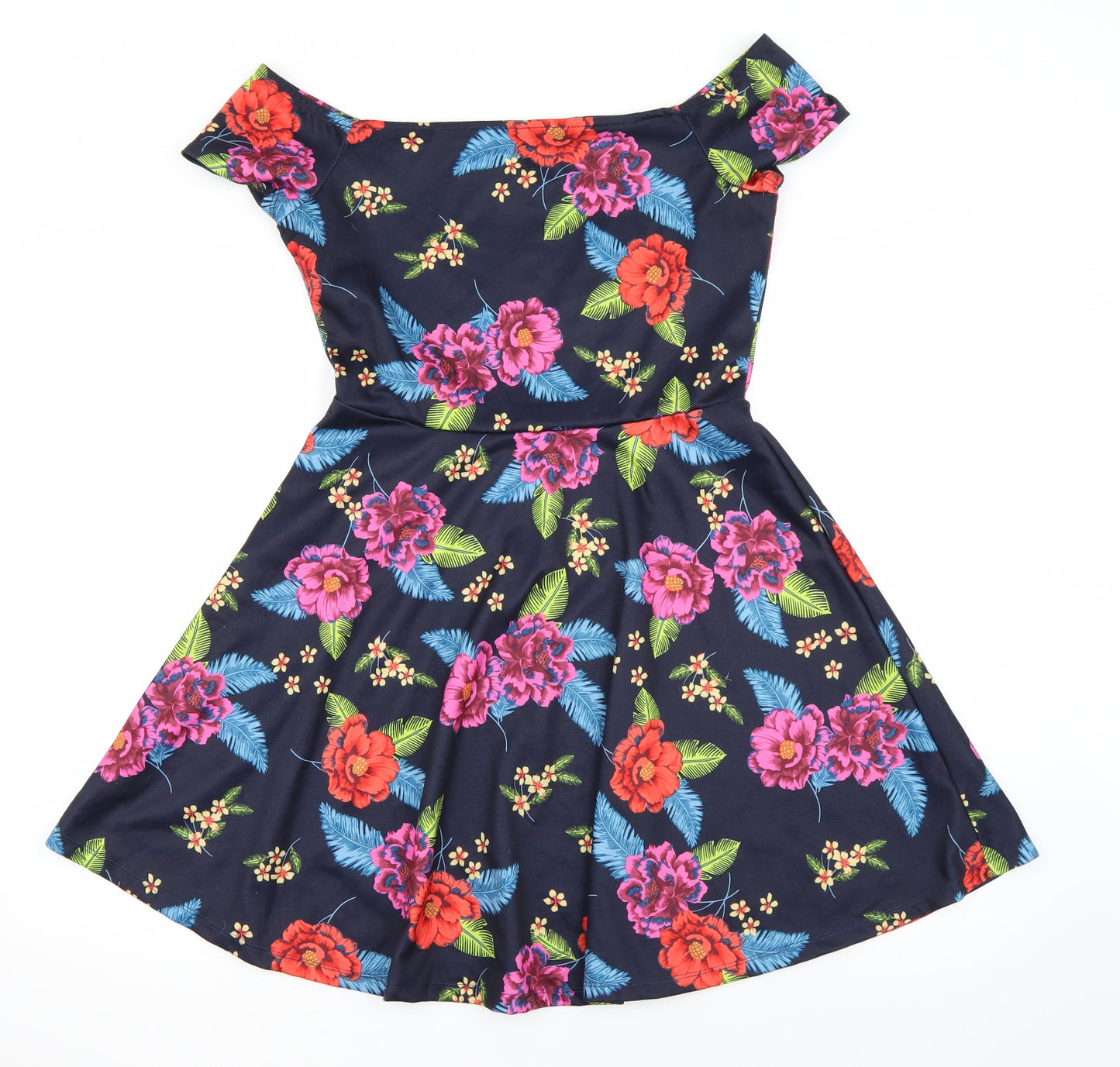 Newlook Womens Multicoloured Floral  Skater Dress  Size 10
