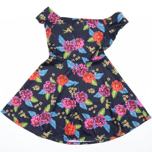 Newlook Womens Multicoloured Floral  Skater Dress  Size 10
