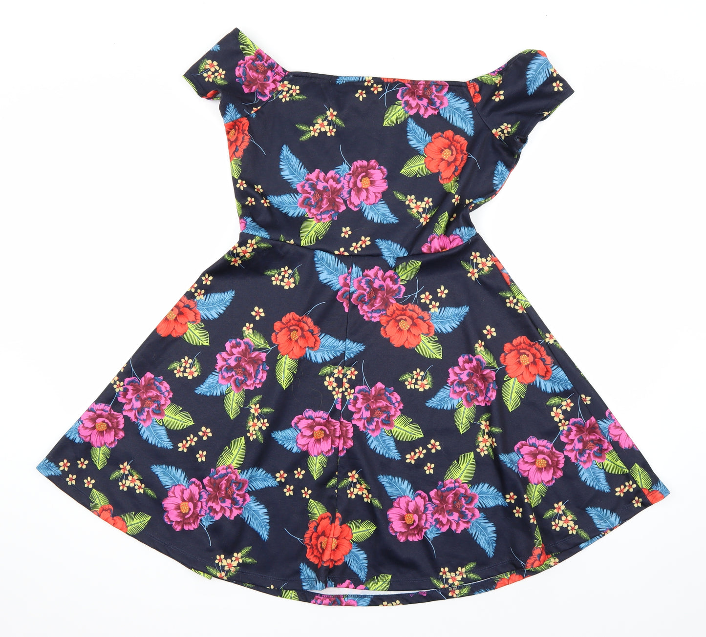 Newlook Womens Multicoloured Floral  Skater Dress  Size 10