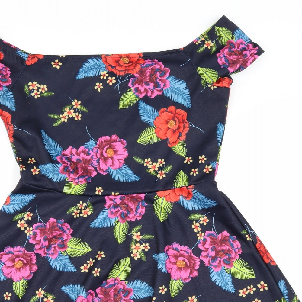 Newlook Womens Multicoloured Floral  Skater Dress  Size 10