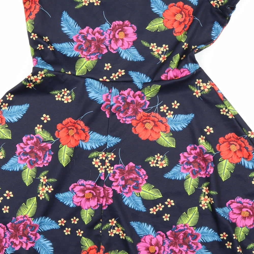 Newlook Womens Multicoloured Floral  Skater Dress  Size 10