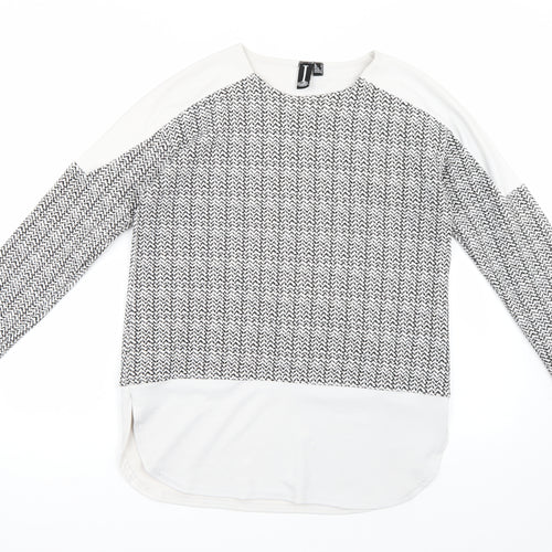 Izabel Womens White Geometric  Pullover Jumper Size 12