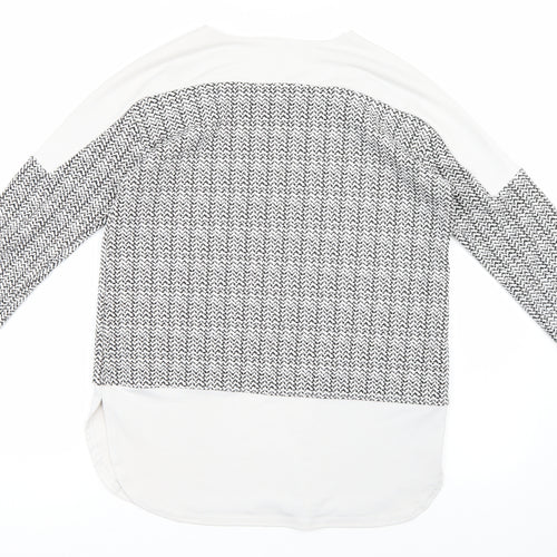 Izabel Womens White Geometric  Pullover Jumper Size 12