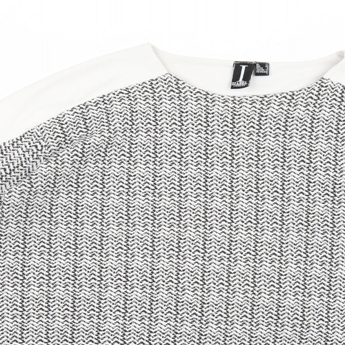 Izabel Womens White Geometric  Pullover Jumper Size 12