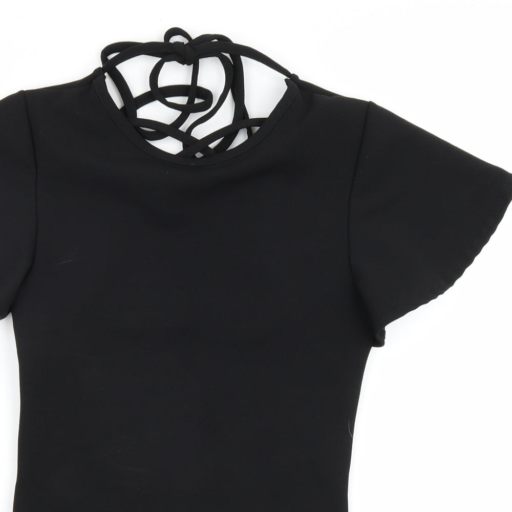 Missguided Womens Black   Basic T-Shirt Size 10  - Backless Bodysuit