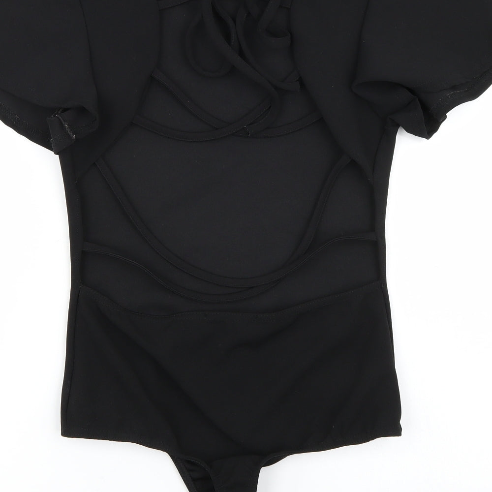 Missguided Womens Black   Basic T-Shirt Size 10  - Backless Bodysuit