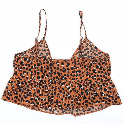 Miss Selfridge Womens Orange Animal Print  Camisole Tank Size 10