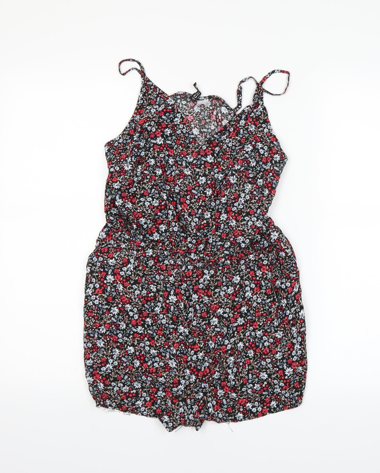 H&M Womens Black Floral  Bodysuit One-Piece Size 12