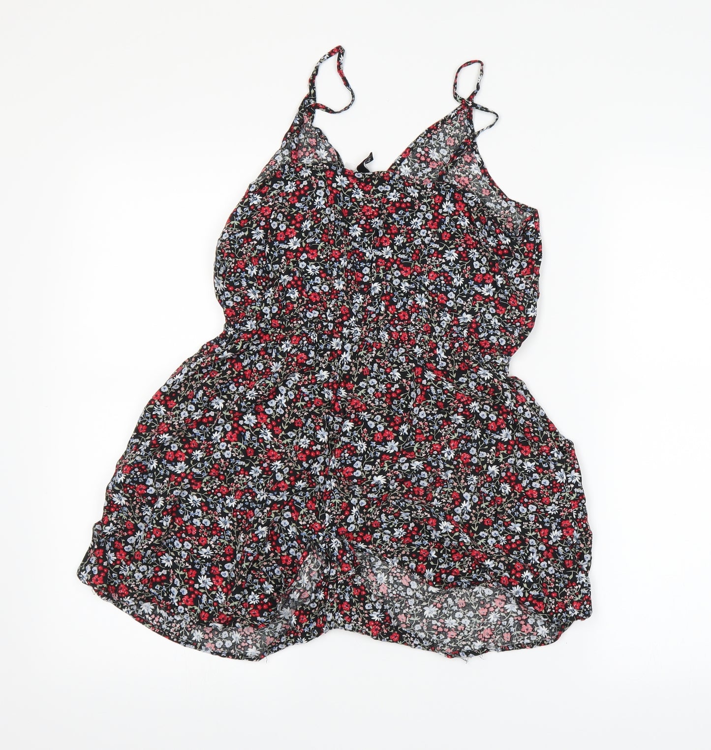 H&M Womens Black Floral  Bodysuit One-Piece Size 12