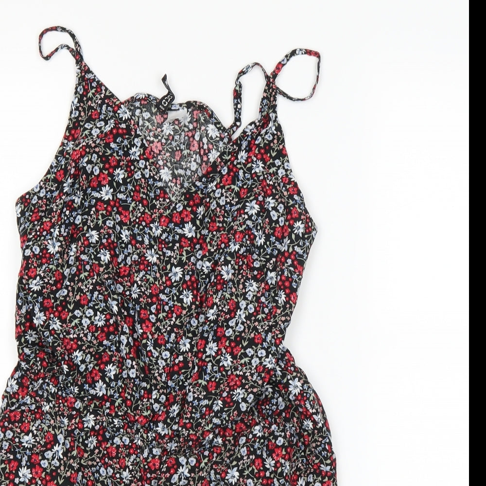 H&M Womens Black Floral  Bodysuit One-Piece Size 12