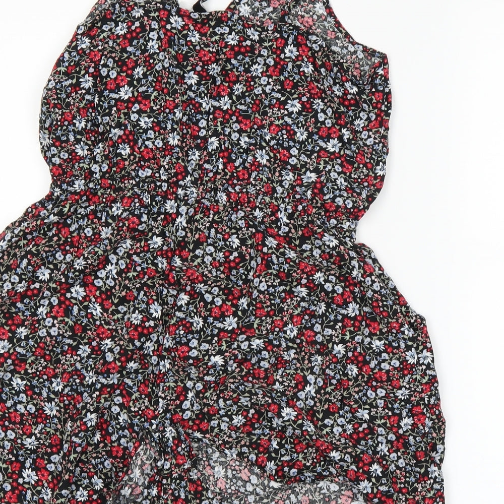 H&M Womens Black Floral  Bodysuit One-Piece Size 12
