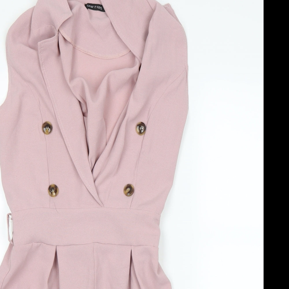 I SAW IT FIRST Womens Pink   Bodysuit One-Piece Size L