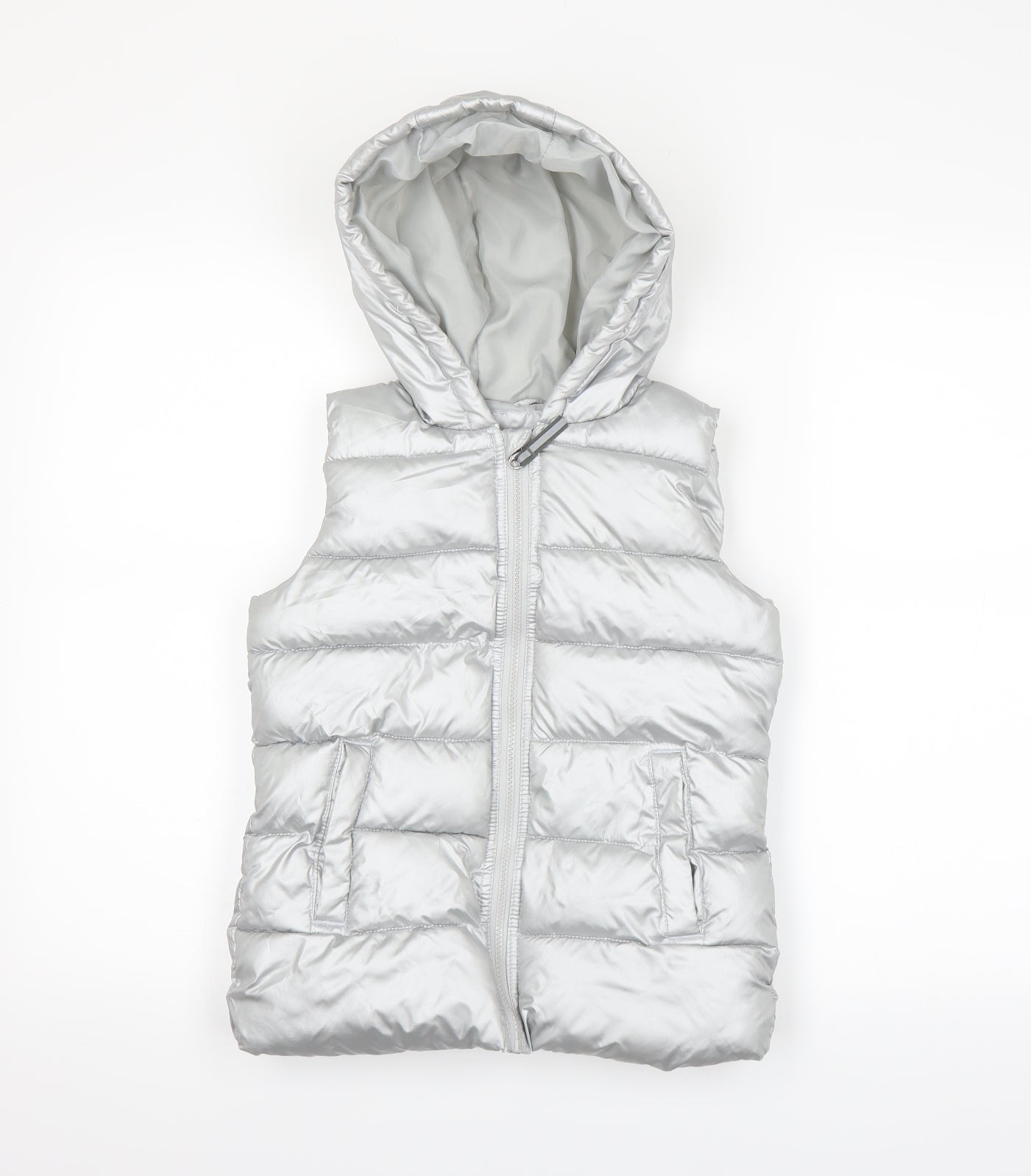 GIRLS Girls Silver   Puffer Jacket Coat Size 8-9 Years