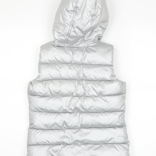 GIRLS Girls Silver   Puffer Jacket Coat Size 8-9 Years
