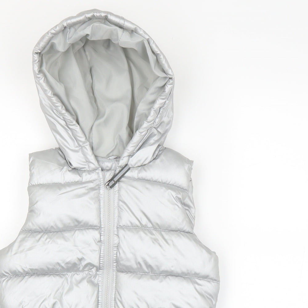 GIRLS Girls Silver   Puffer Jacket Coat Size 8-9 Years
