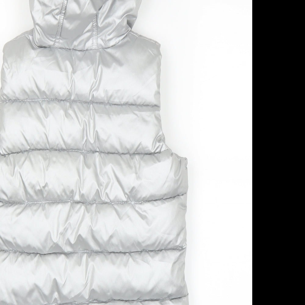 GIRLS Girls Silver   Puffer Jacket Coat Size 8-9 Years