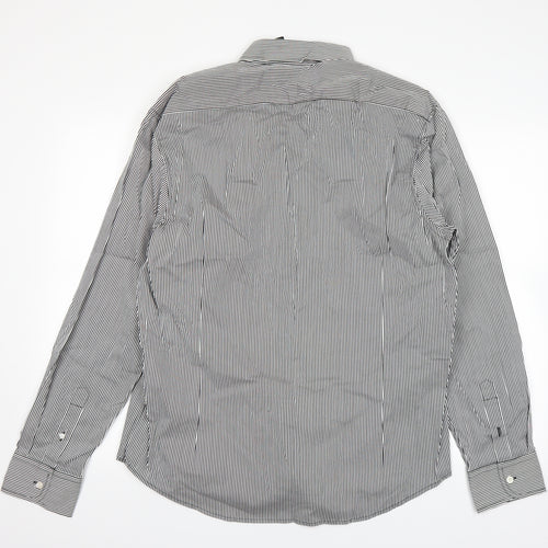 Black Label Mens Black Striped   Dress Shirt Size XL