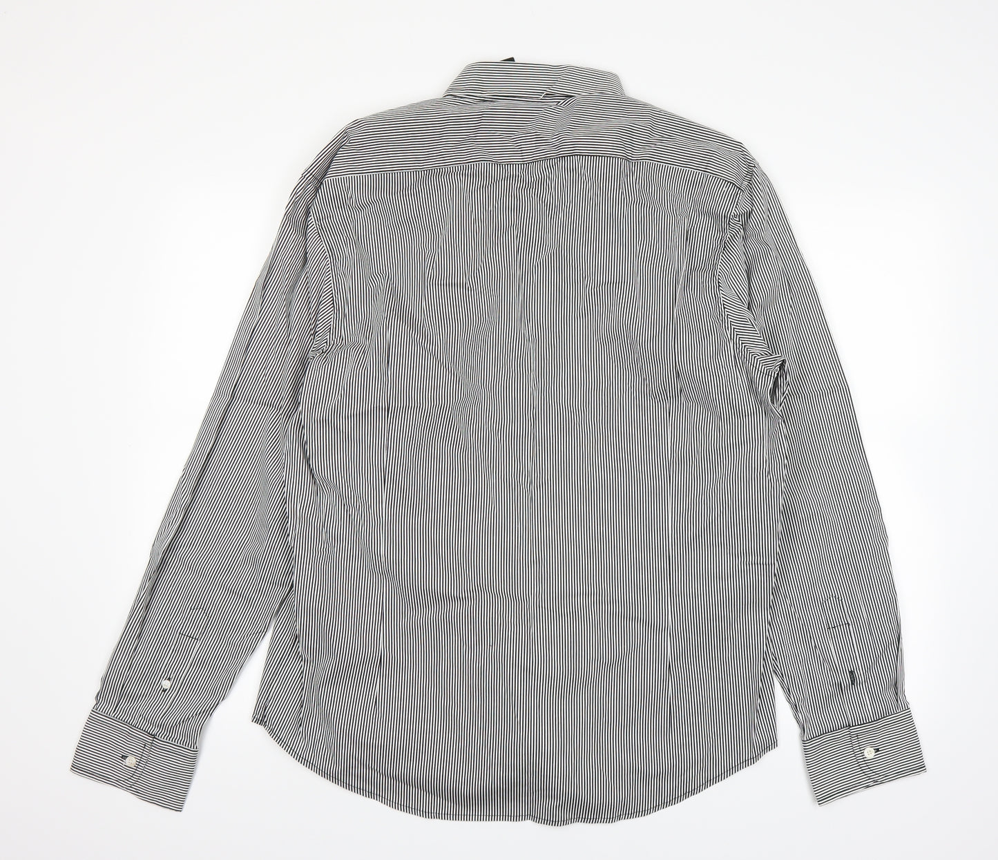 Black Label Mens Black Striped   Dress Shirt Size XL
