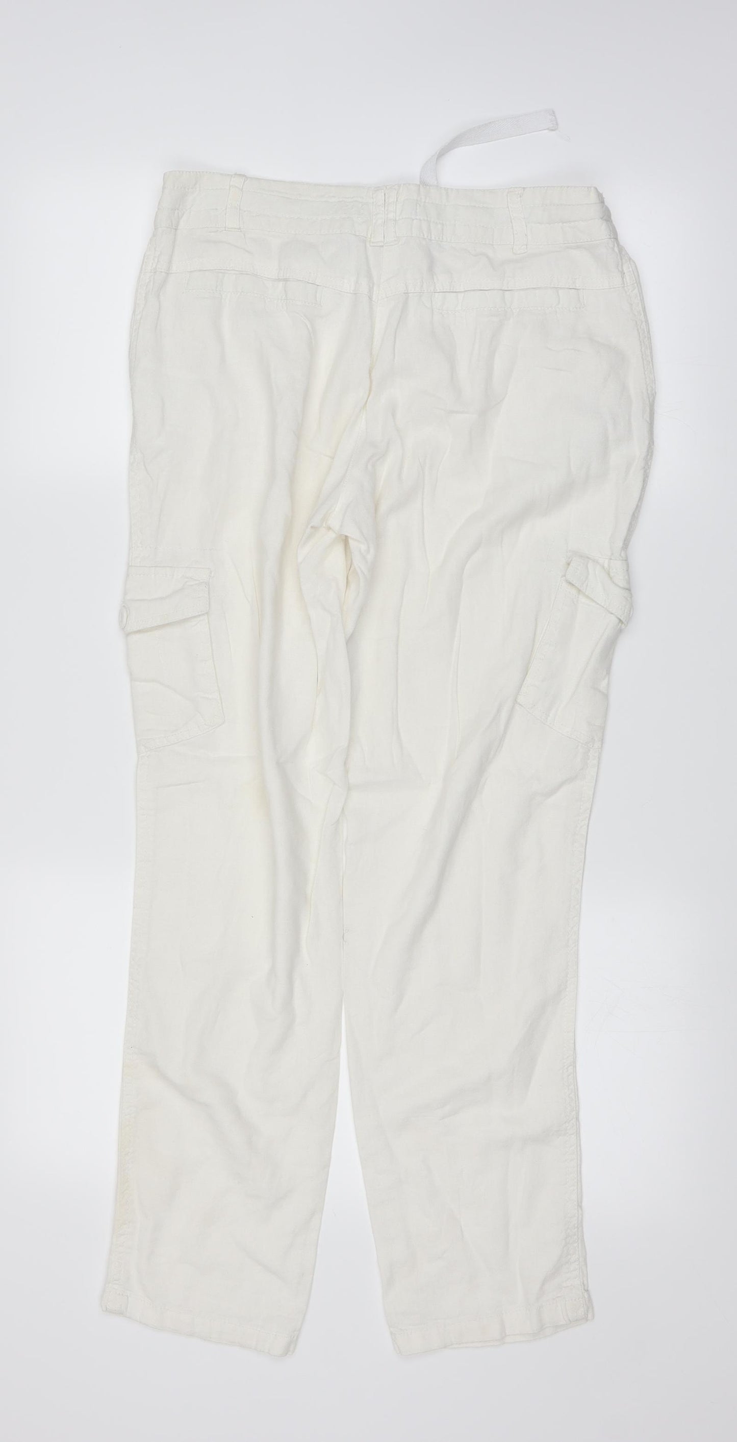 Peacocks Womens White   Trousers  Size 10 L26 in