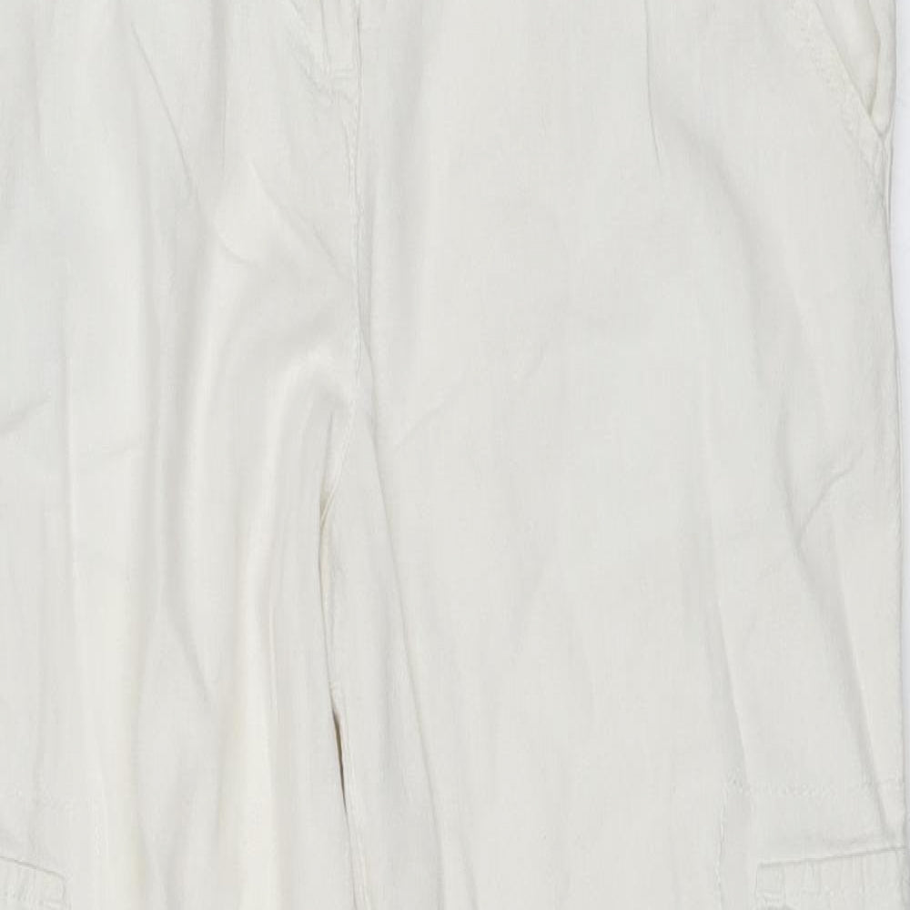 Peacocks Womens White   Trousers  Size 10 L26 in
