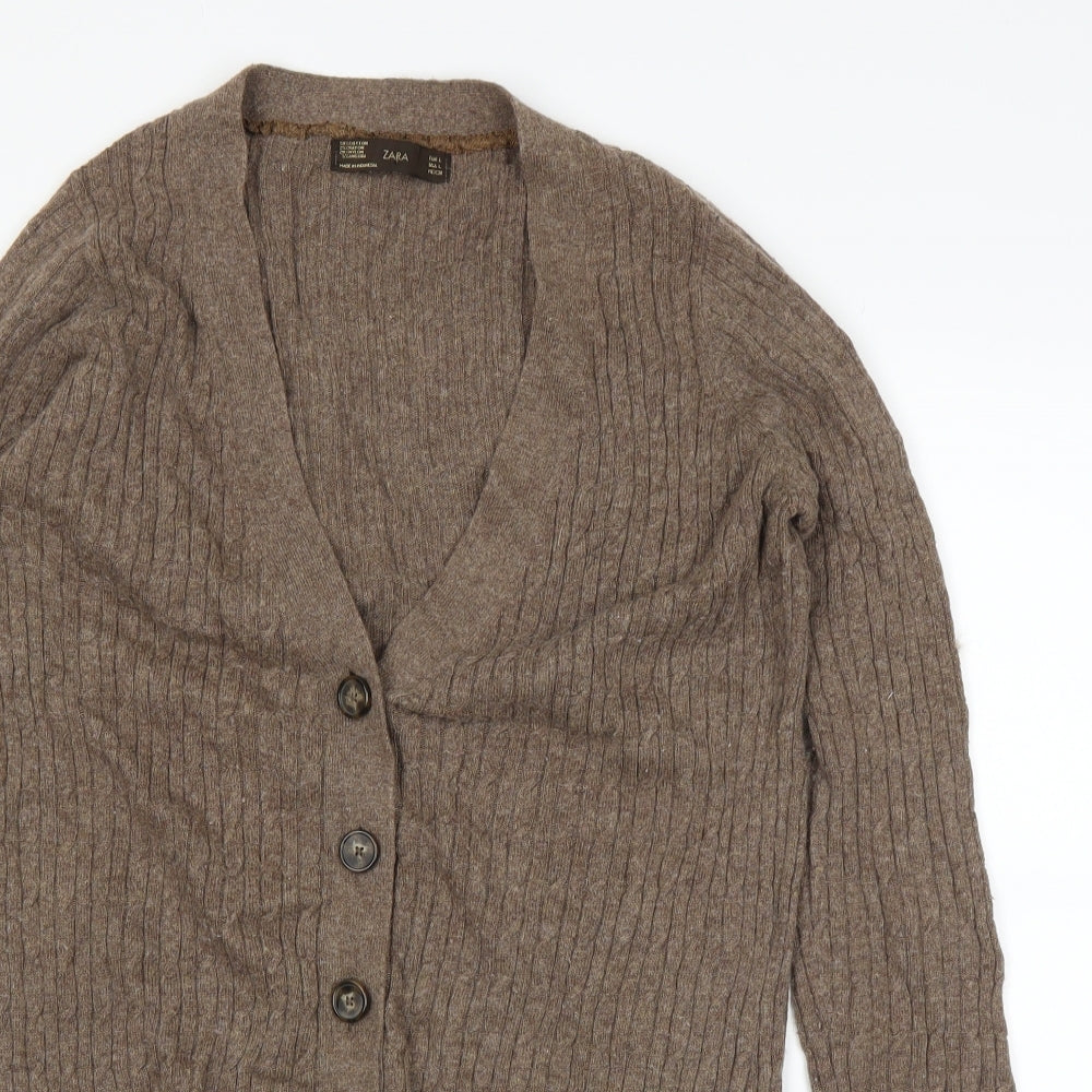 Zara Womens Brown   Cardigan Jumper Size L