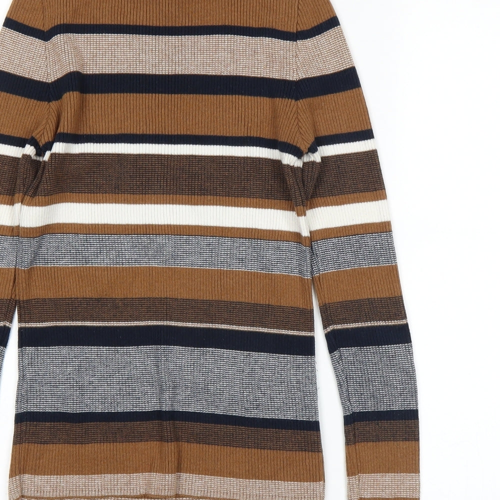 New Look Womens Brown Striped  Pullover Jumper Size 10