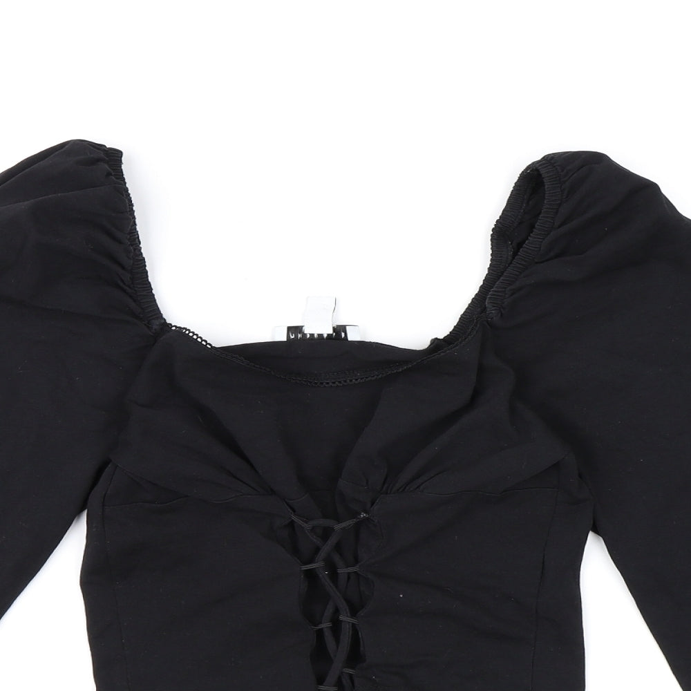 Topshop Womens Black   Cropped Blouse Size 12