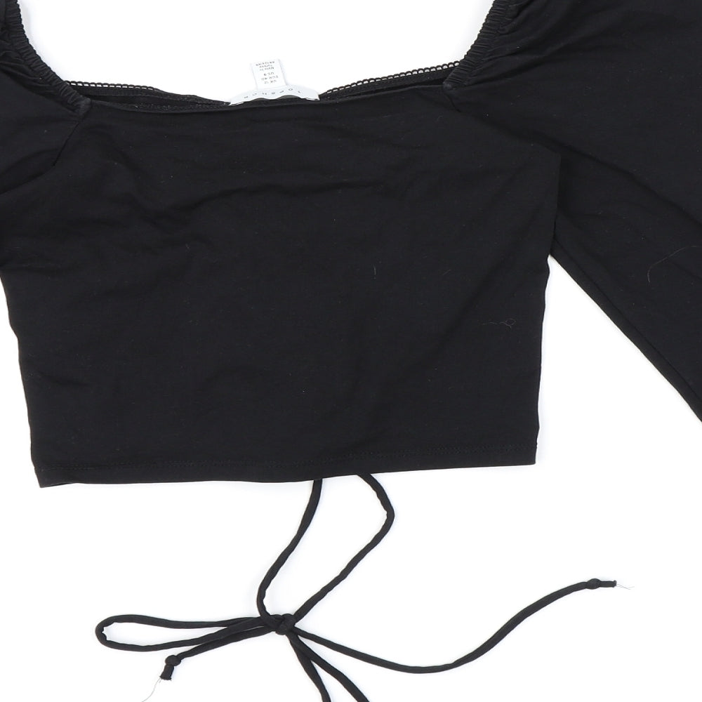 Topshop Womens Black   Cropped Blouse Size 12