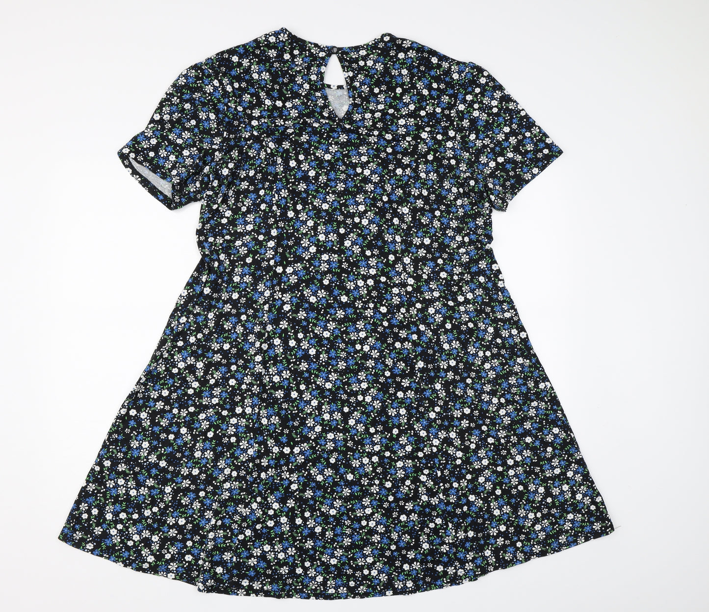ASOS Womens Black Floral  T-Shirt Dress  Size 18
