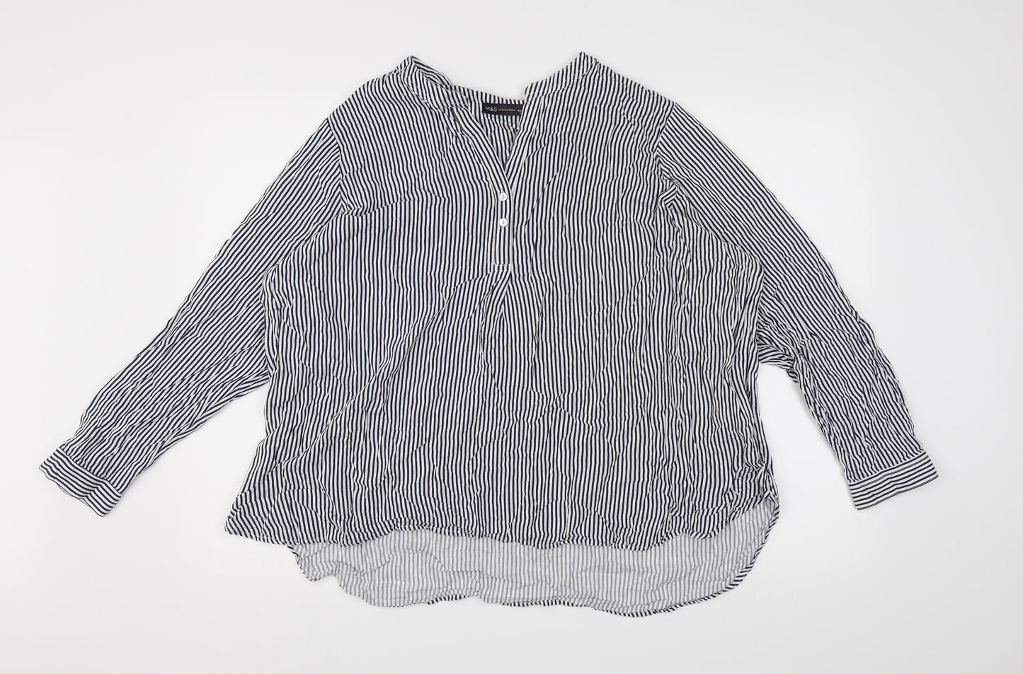 Marks and Spencer Womens Blue Striped  Basic Blouse Size 24