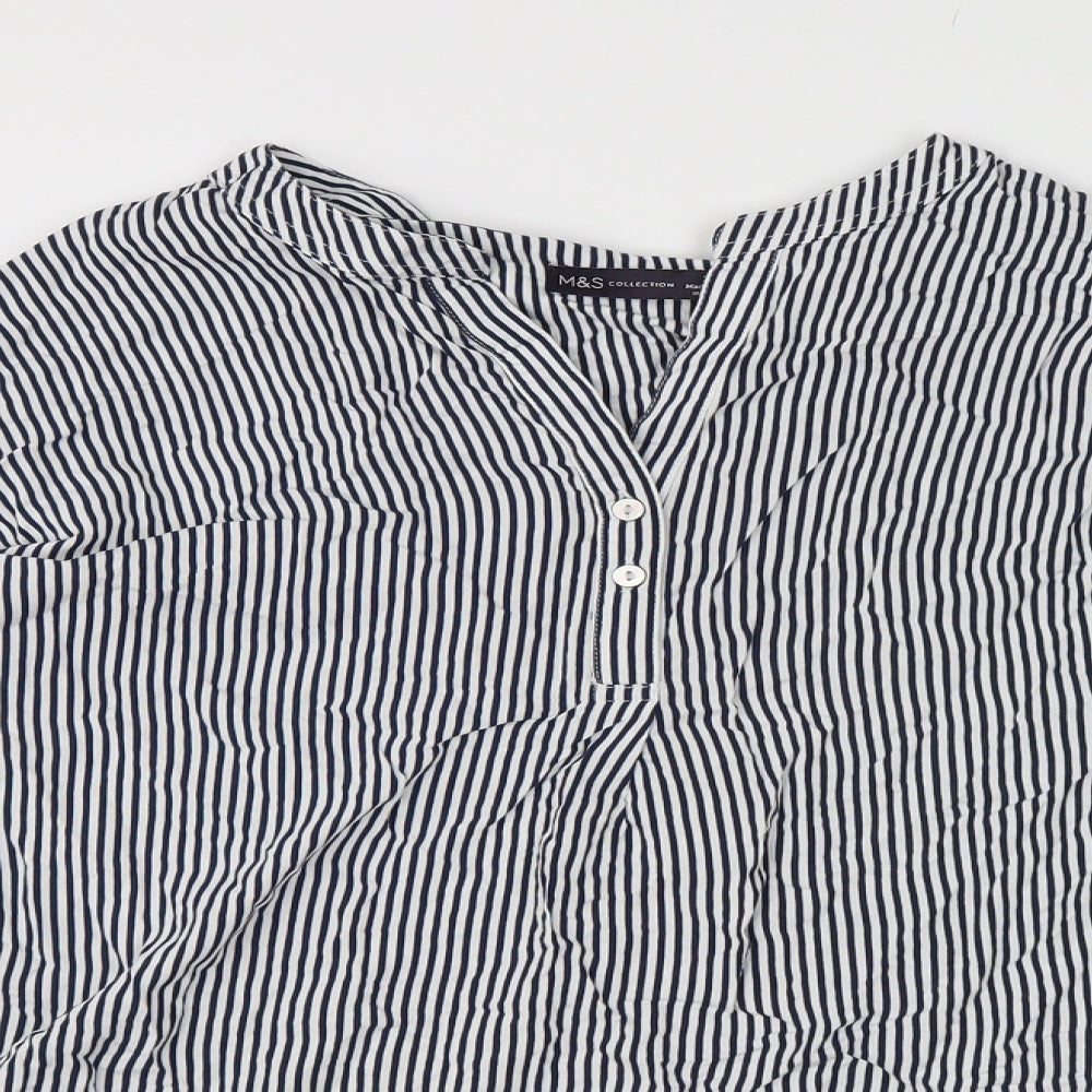 Marks and Spencer Womens Blue Striped  Basic Blouse Size 24