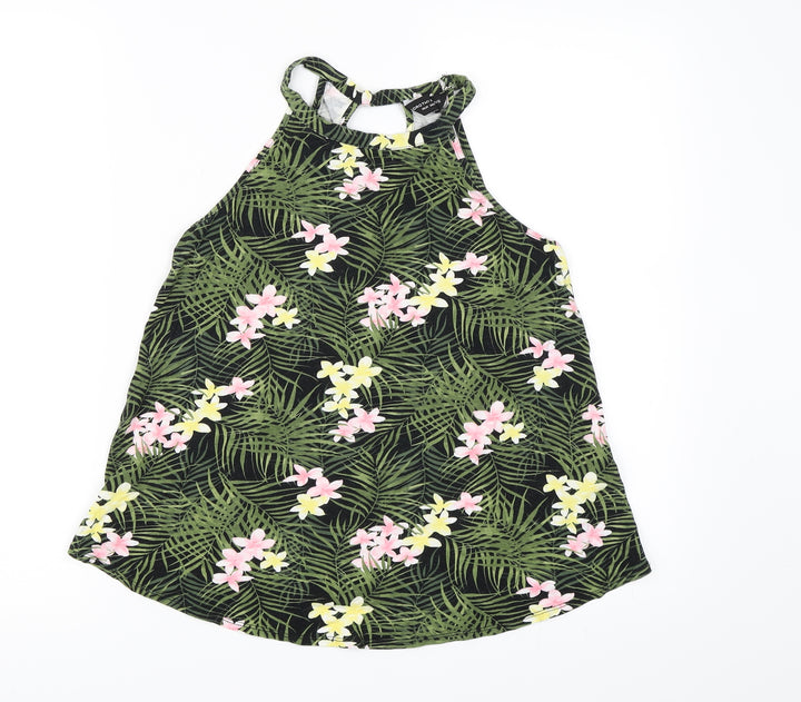 Dorothy Perkins Womens Green Floral Basic Tank Size 10