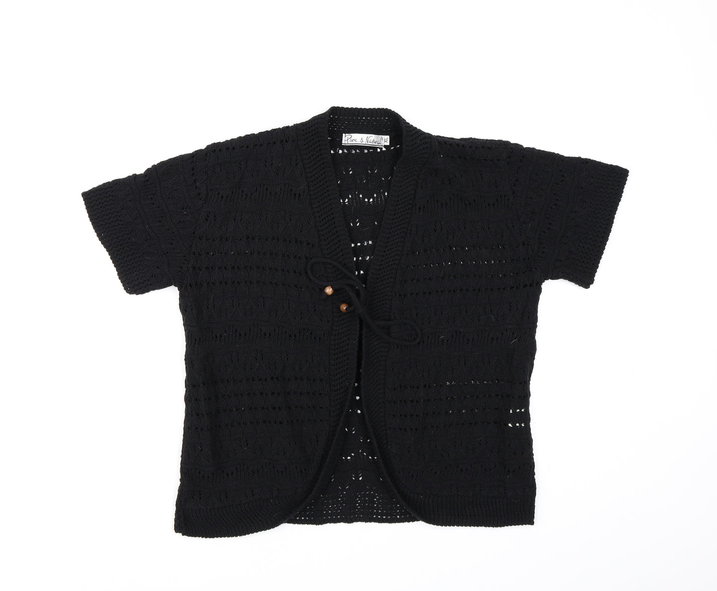 Pure & Natural Womens Black  Knit Cardigan Jumper Size XL