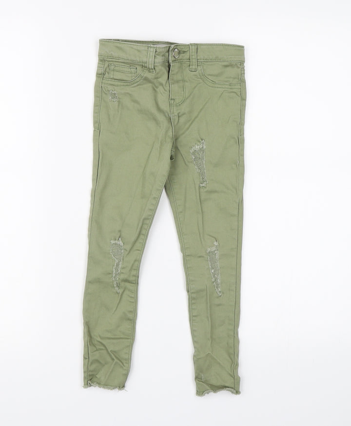 Denim CO. Girls Green  Denim Skinny Jeans Size 5-6 Years - distressed