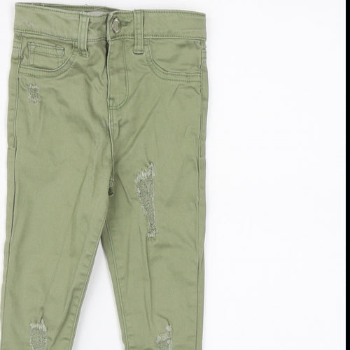 Denim CO. Girls Green  Denim Skinny Jeans Size 5-6 Years - distressed
