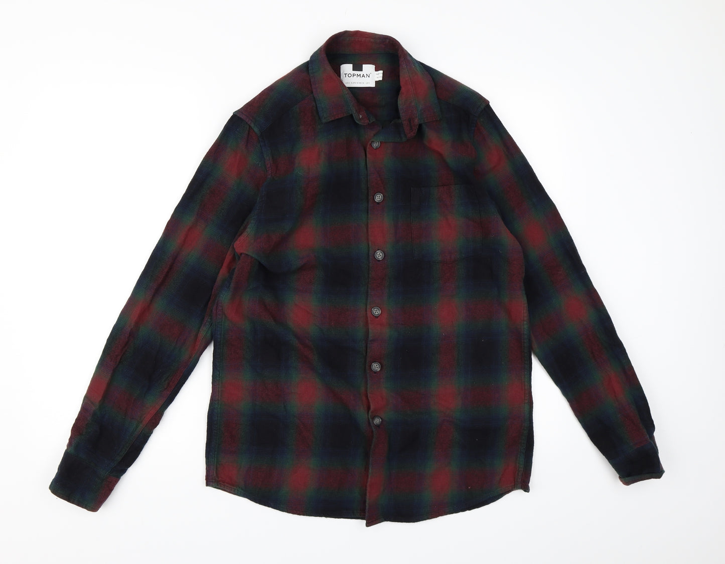 Topman Mens Red Check   Button-Up Size S