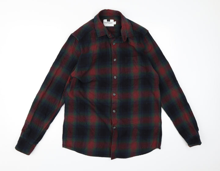 Topman Mens Red Check   Button-Up Size S