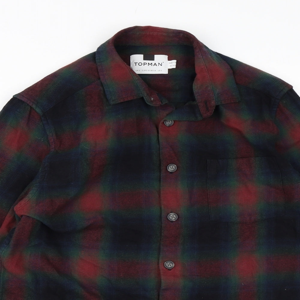 Topman Mens Red Check   Button-Up Size S