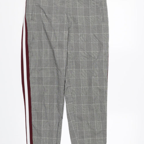 F&F Womens Grey Check Rayon Trousers  Size 10 L26 in