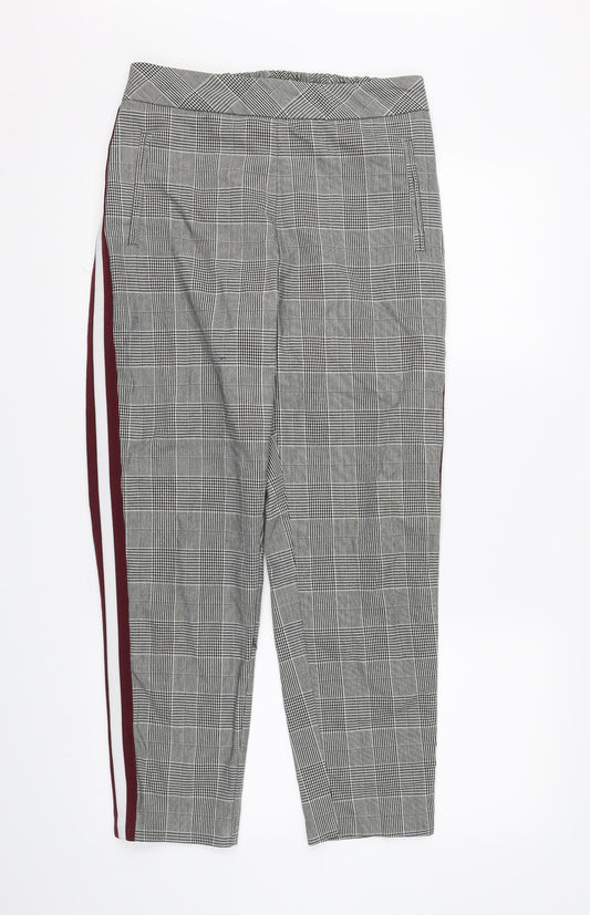 Front view of F&F women’s grey check rayon trousers, size UK 10, 26-inch leg
