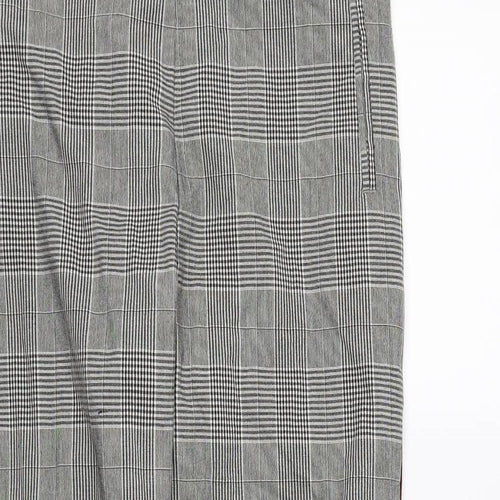 F&F Womens Grey Check Rayon Trousers  Size 10 L26 in