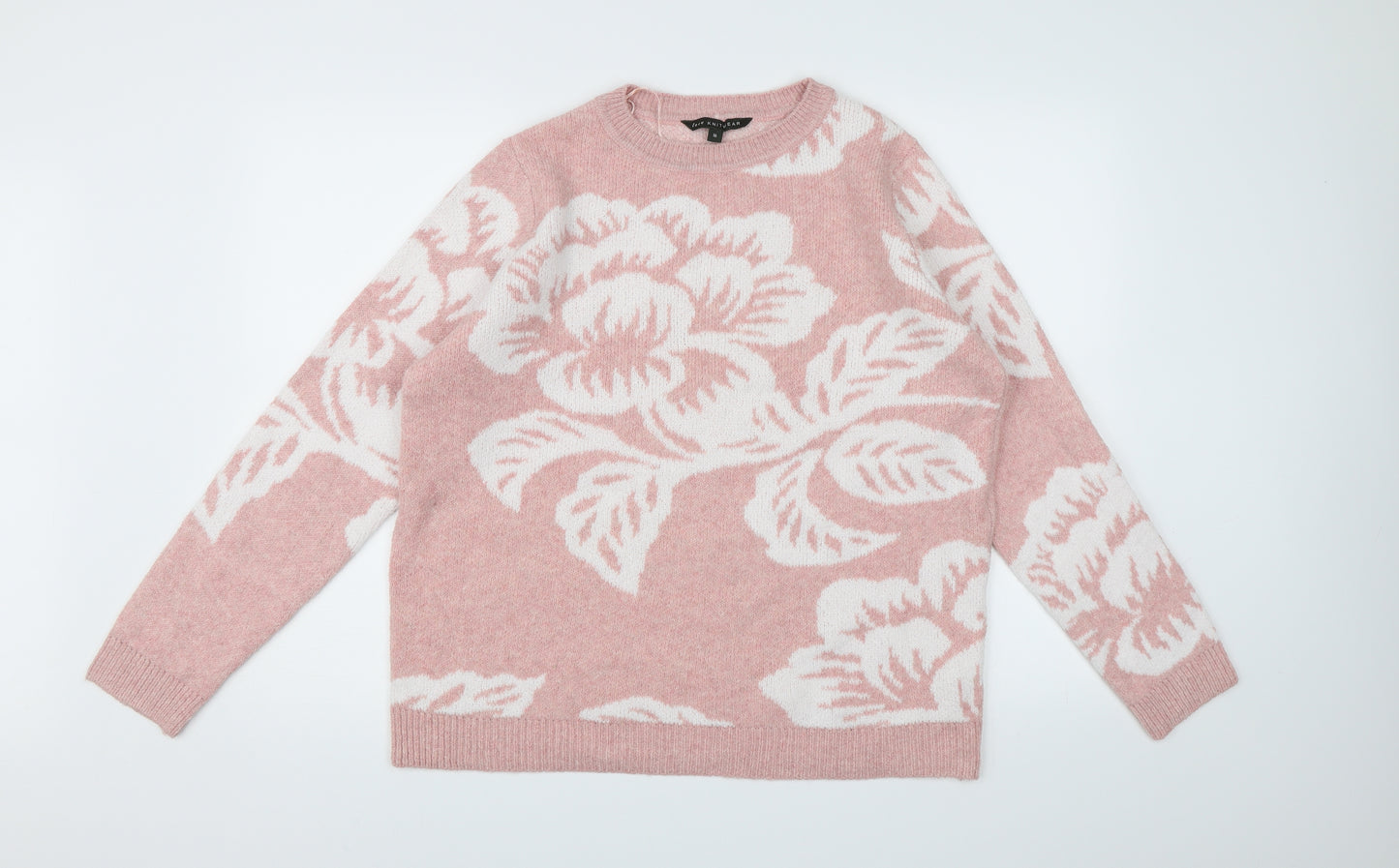 Bonmarché Womens Pink Floral Knit Pullover Jumper Size 16