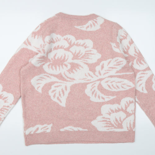 Bonmarché Womens Pink Floral Knit Pullover Jumper Size 16