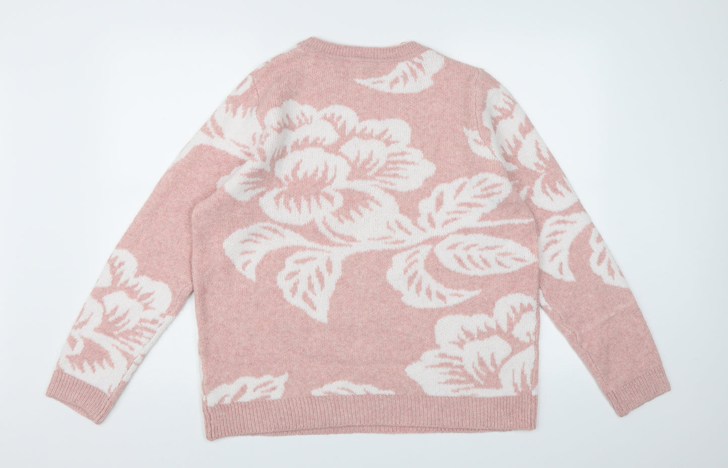 Bonmarché Womens Pink Floral Knit Pullover Jumper Size 16