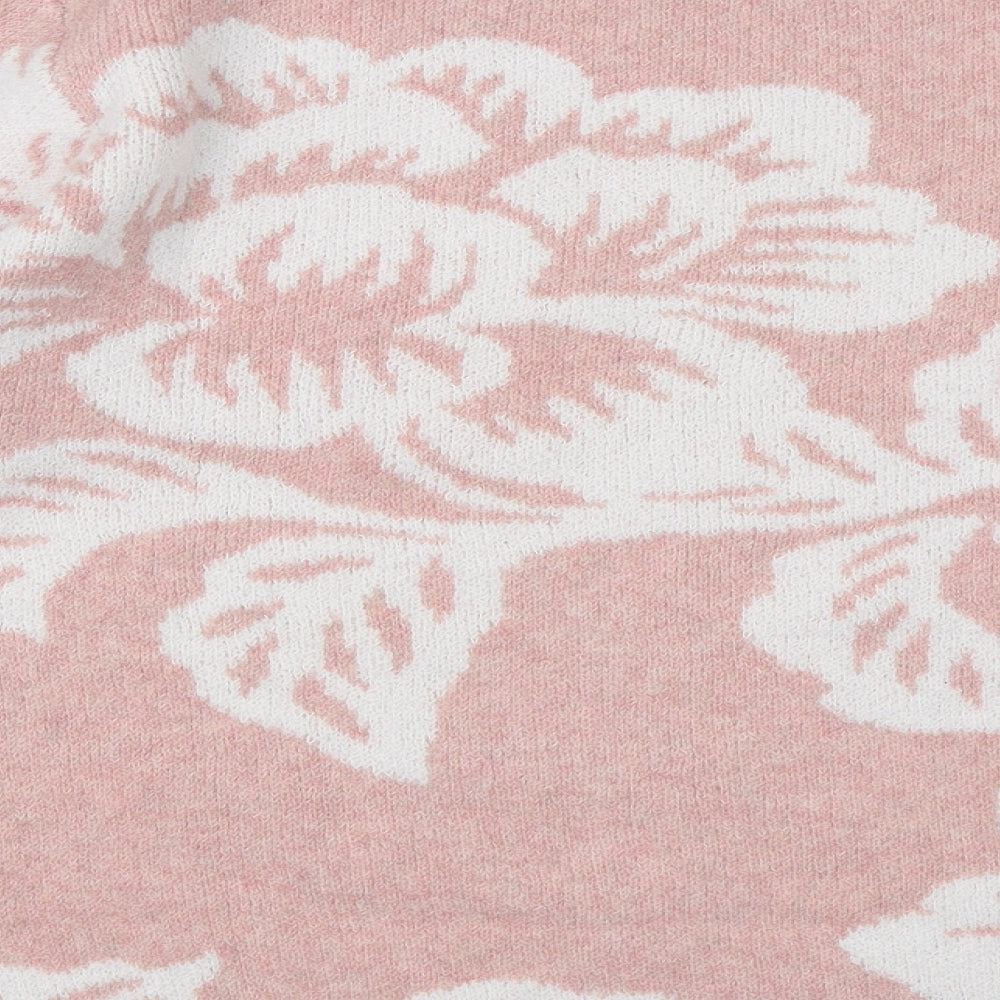 Bonmarché Womens Pink Floral Knit Pullover Jumper Size 16